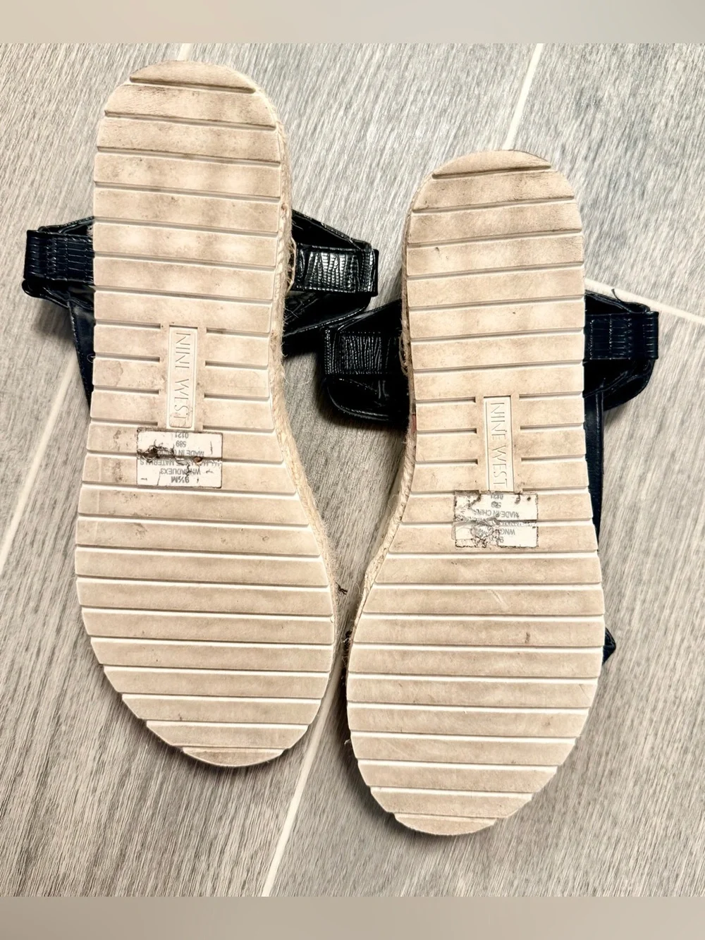 Nine West Black Espadrille Wedge Sandals